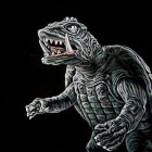 Japanese Movie Monsters on Black Velvet